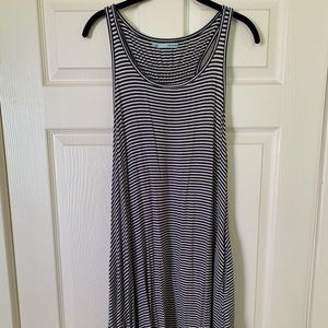 Navy and white tank top dress